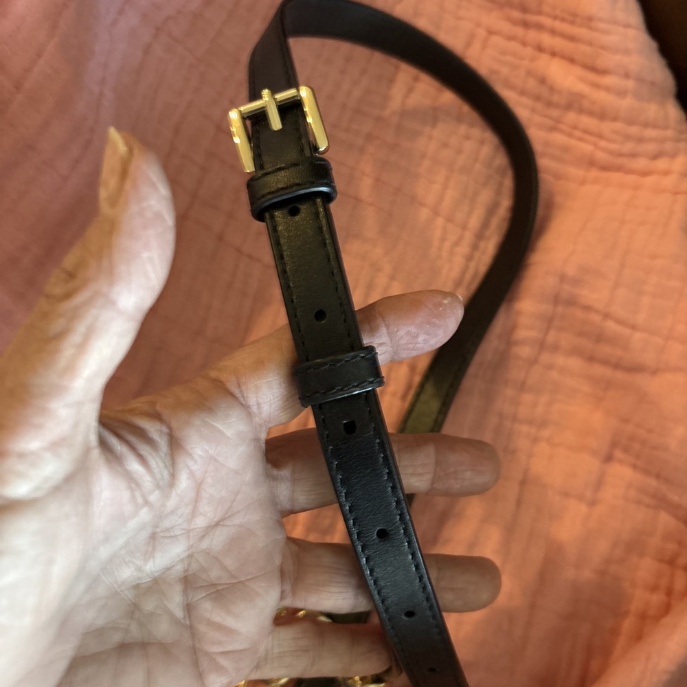52" Michael Kors Gold / Black Leather Handbag Shoulder Crossbody Handbag Strap - Picture 4 of 7